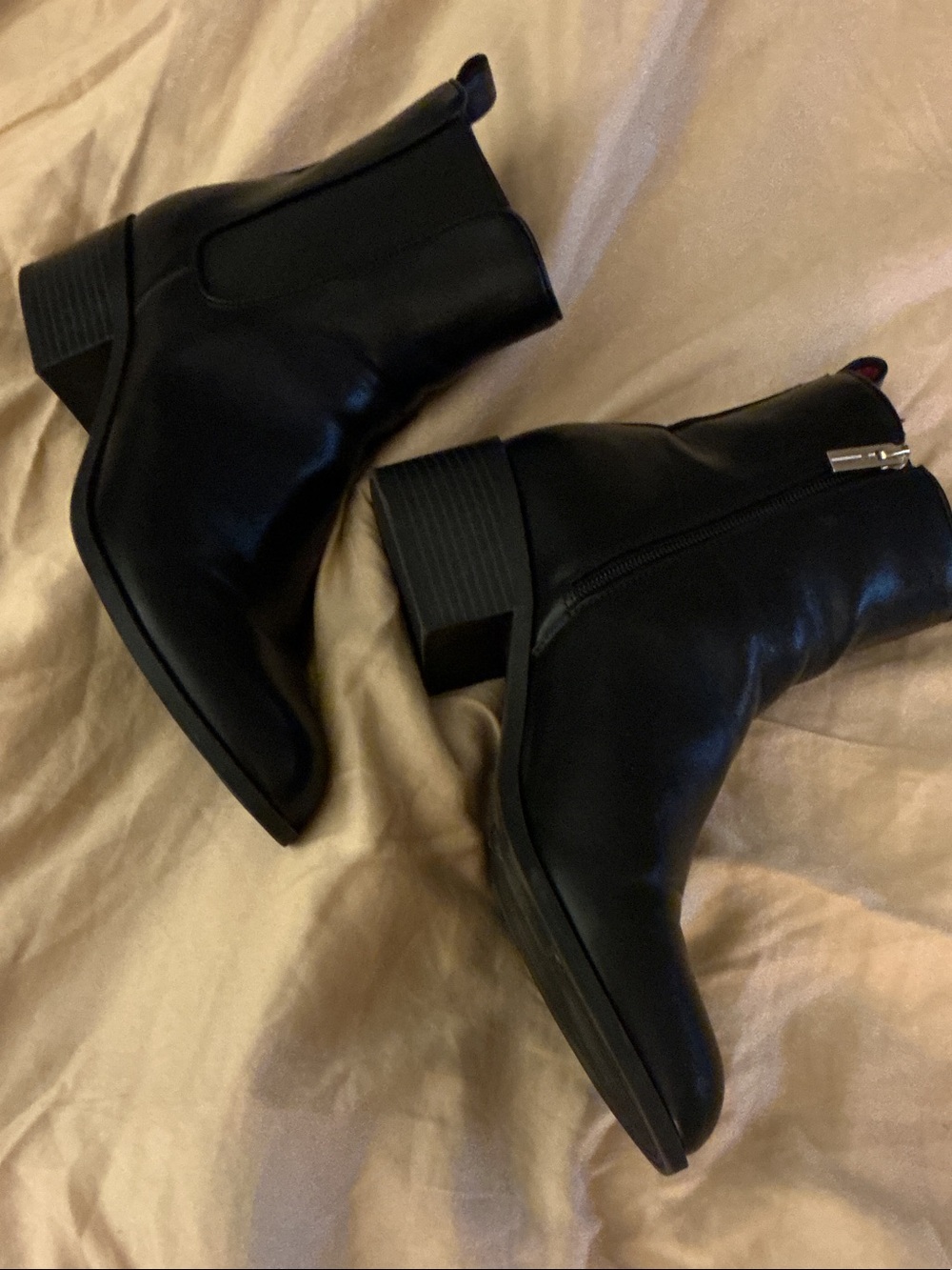 Tommy Hilfiger Black Leather Ankle Booties with Side Zip
